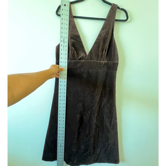 J Crew Chocolate Brown Velvet V Neck Fit Flare Empire Waist Midi Dress Women 12 - Picture 8 of 11